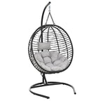 Folding Hanging Swinging Egg Chair with Stand & Tufted Cushion