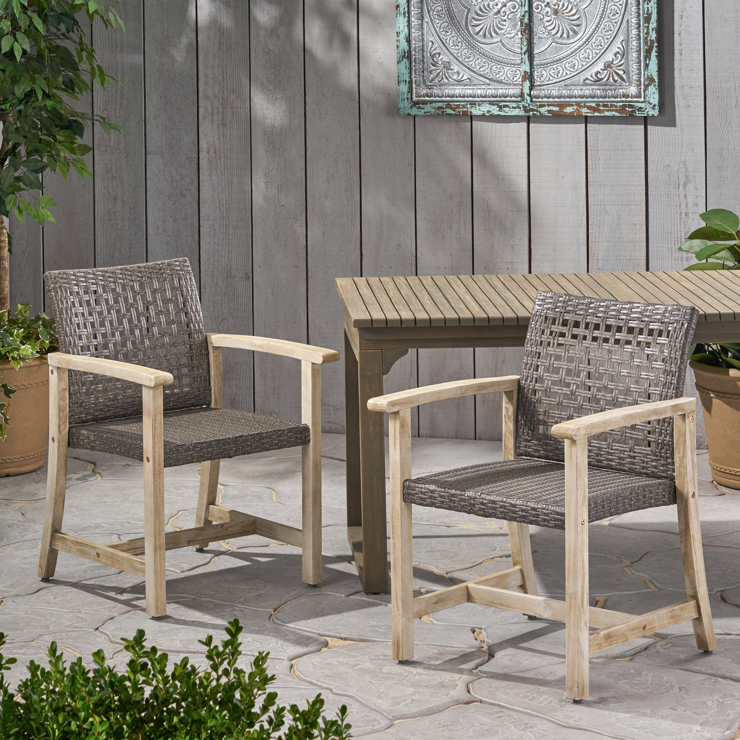 Hampton Outdoor Rattan Dining Chairs, Set of 2