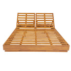 Adjustable Acacia Wood Low-Profile Double Sunlounge with Cushion