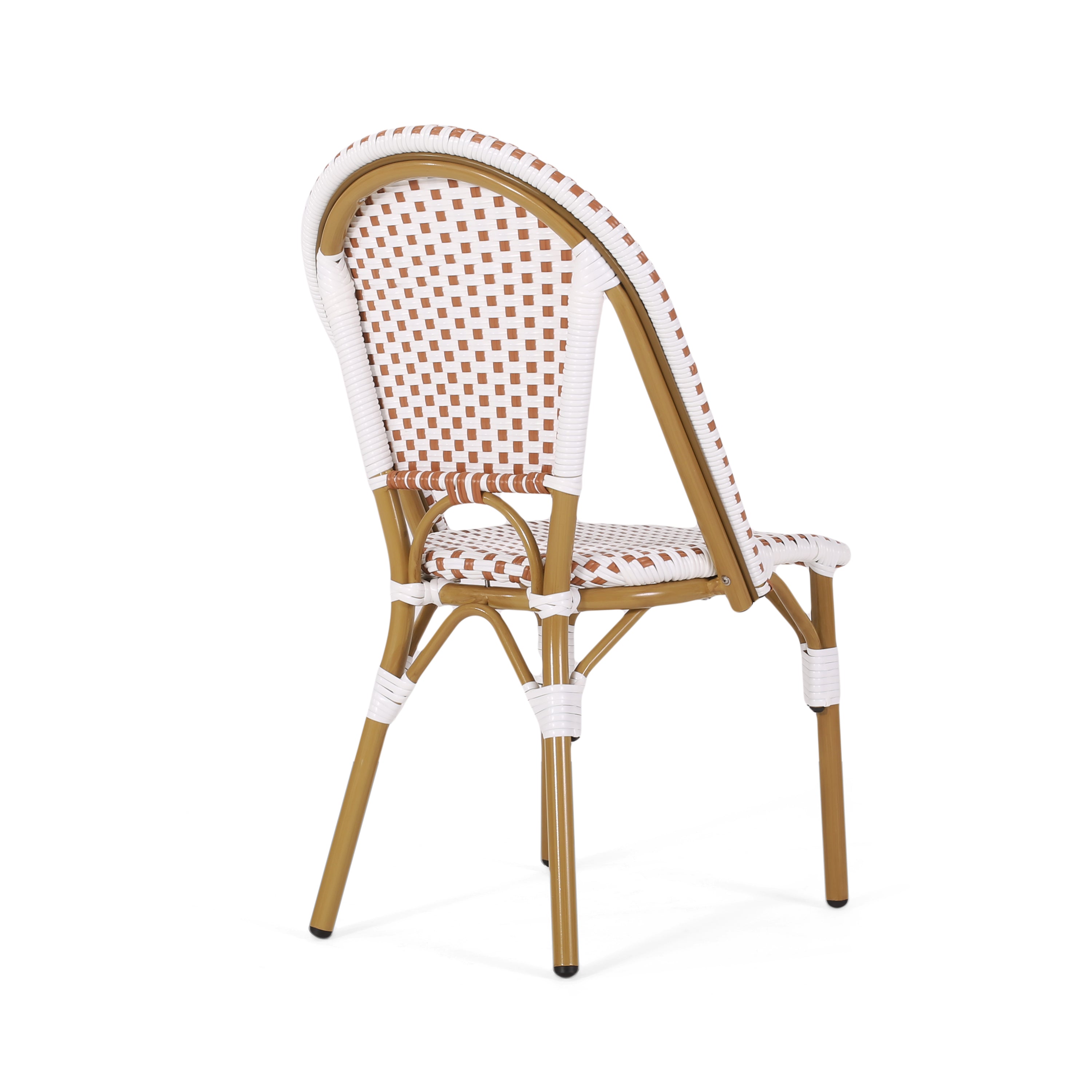 PE Rattan and Aluminum Bistro Chair with Arched Back, Set of 2