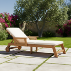 Retro Acacia Wood Outdoor Sunlounge with Wheels & 3-Position Backrest