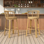Bohemia Outdoor Brown Wicker Bar Stools, Set of 2