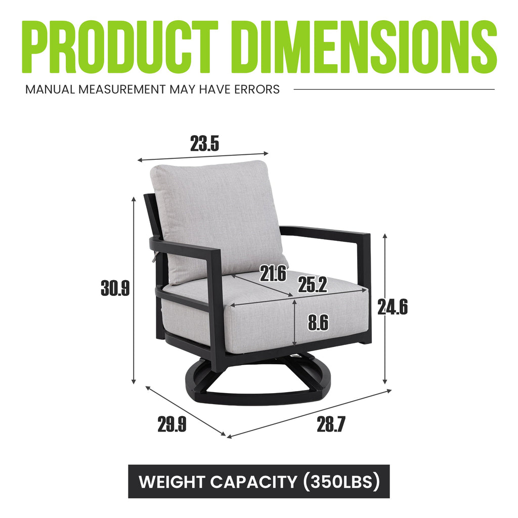 Mariner Outdoor Aluminum 360° Swivel Club Chairs and Sunbrella Cushions