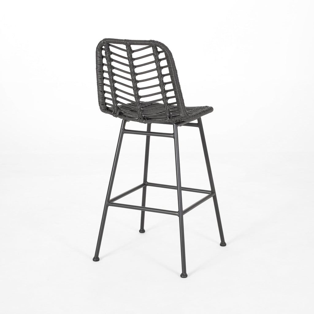 Sawtelle Outdoor Wicker Barstools, Set of 2