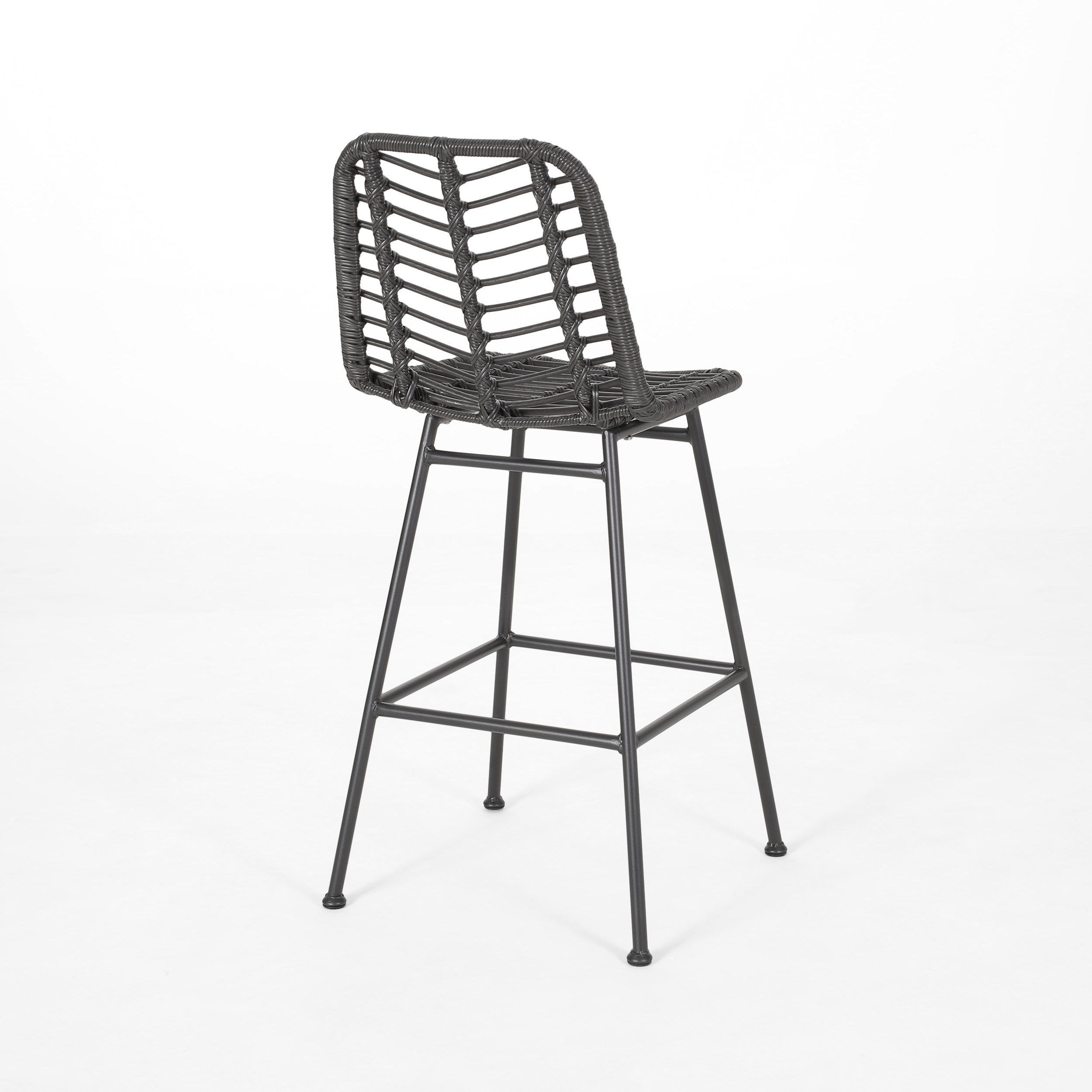 Sawtelle Outdoor Wicker Barstools, Set of 2