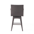 Liden Outdoor Modern PE Rattan Swivel Barstool with Tapered Legs