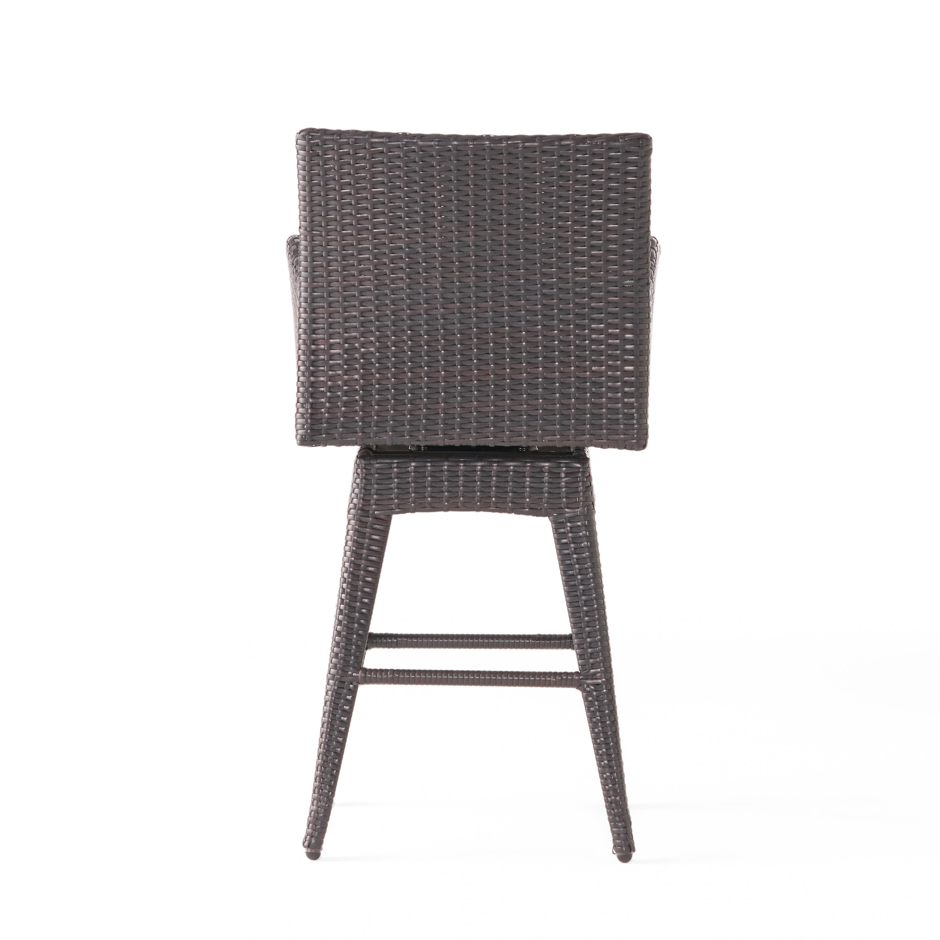 Liden Outdoor Modern PE Rattan Swivel Barstool with Tapered Legs