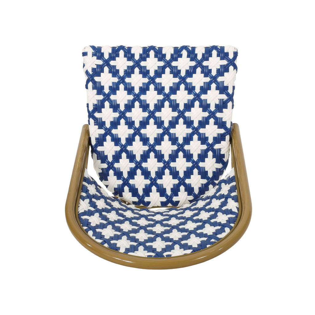 French Bistro Outdoor Dining Chairs, Set of 2 Navy & White