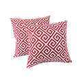 Red & White Geo Outdoor Square Pillows, Set of 2