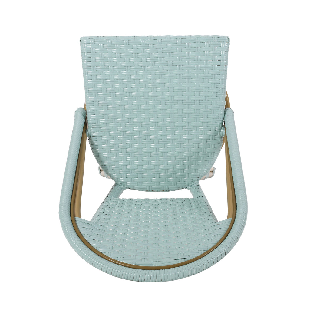 Callisto 29.5" Outdoor Rattan and Aluminum Bar Stool with Curved Back and Footrest