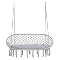 Visioned Outdoor Hanging Hammock Swing Chair with Macrame Design and Soft Cushion