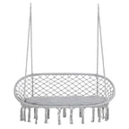 Visioned Outdoor Hanging Hammock Swing Chair with Macrame Design and Soft Cushion
