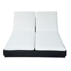 Adjustable Acacia Wood Low-Profile Double Sunlounge with Cushion