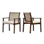 Miles Acacia Wood & Wicker Rattan Woven Dining Chairs, Set of 2