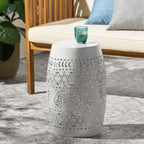 Ruby Outdoor Metal Lace Cutout Accent Table