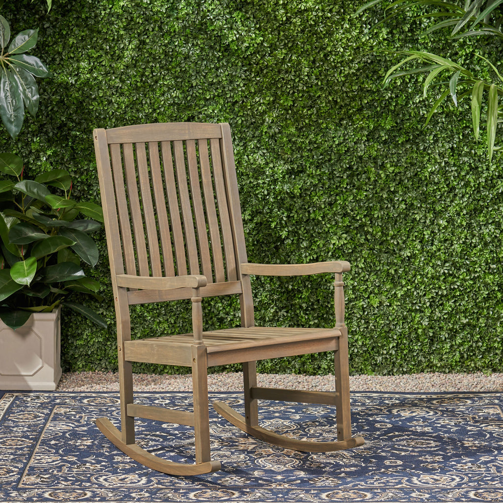 Muse Outdoor Acacia Rocking Chair with Slat Design