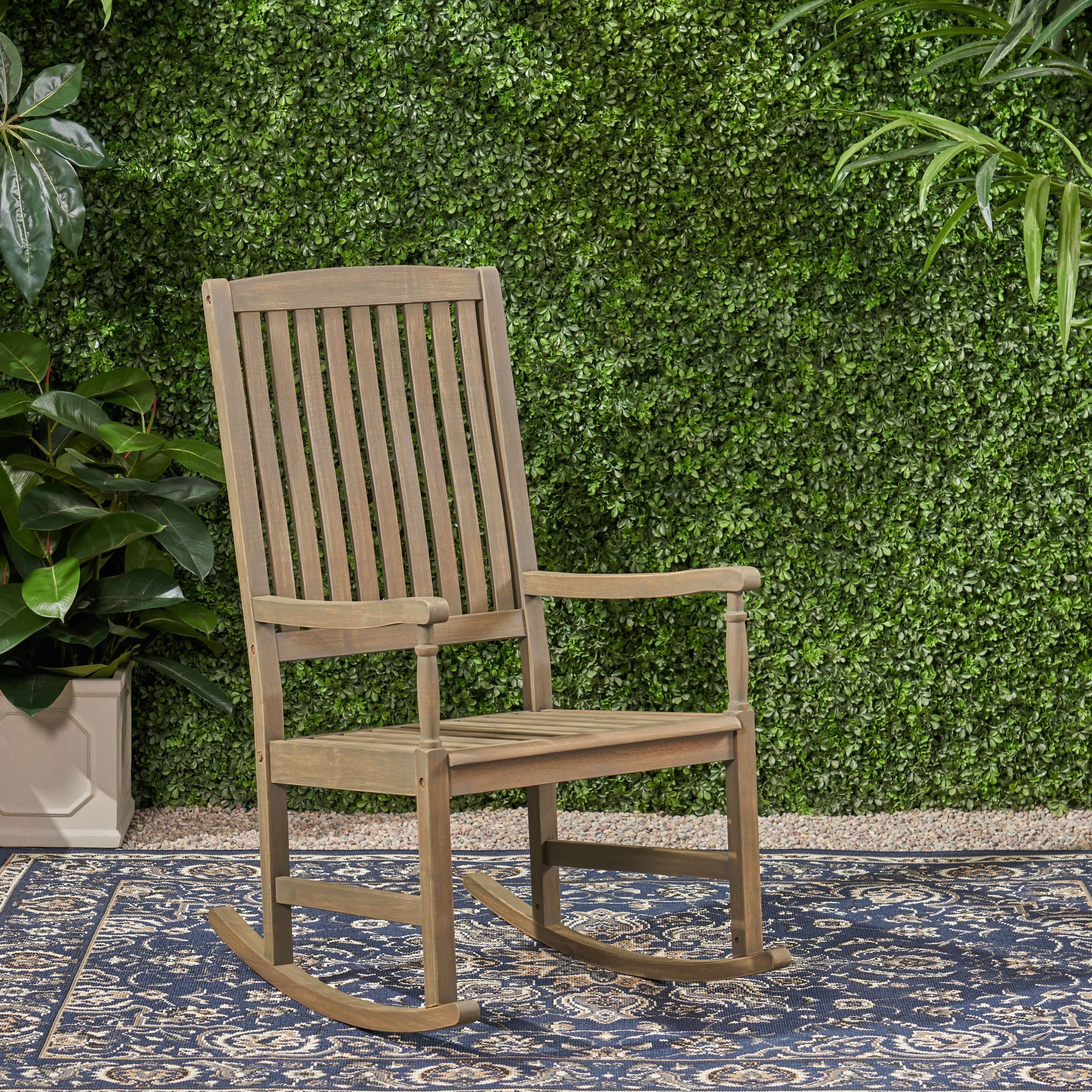 Muse Outdoor Acacia Rocking Chair with Slat Design