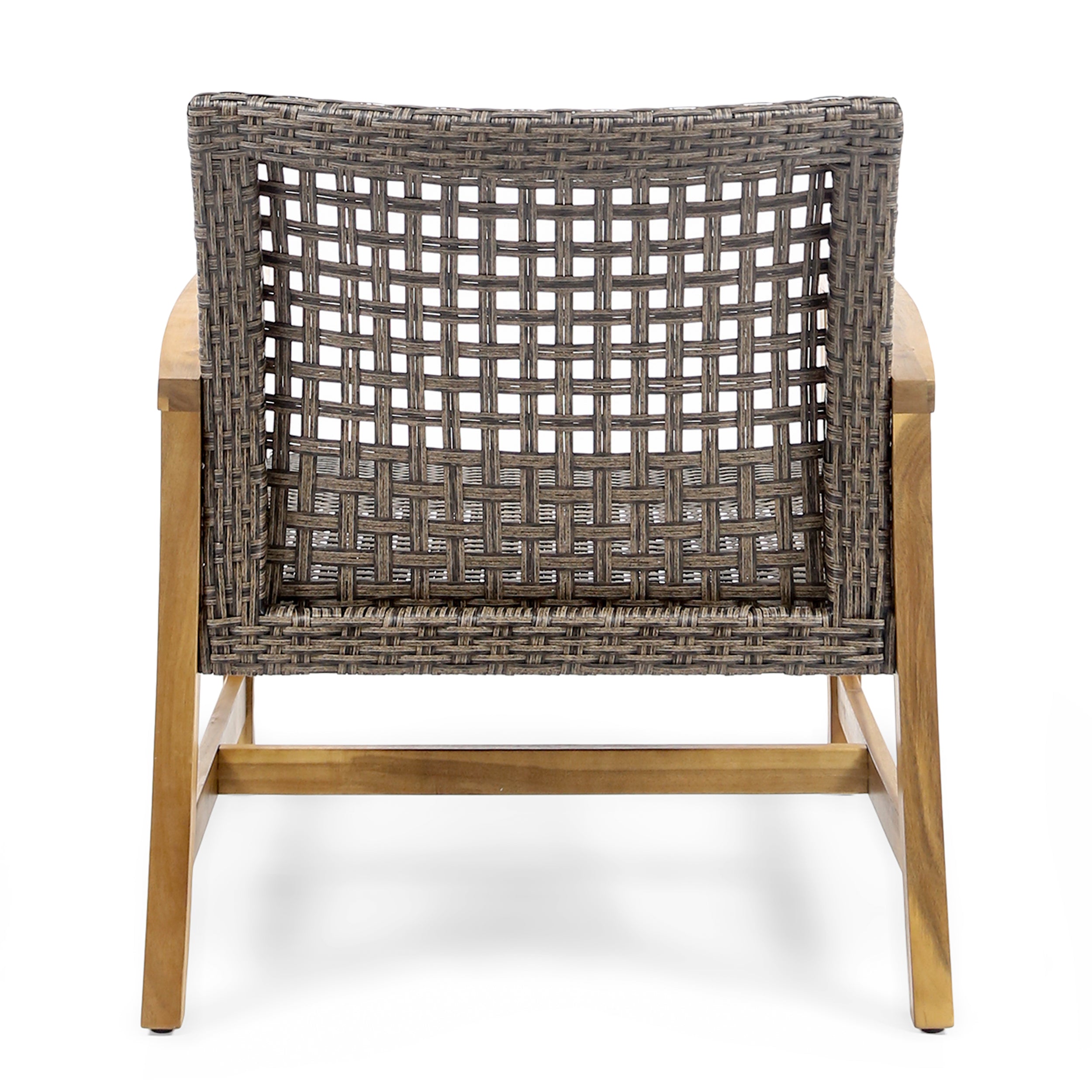Hampton Outdoor Rattan & Acacia Wood Wicker Club Chairs, Set of 2