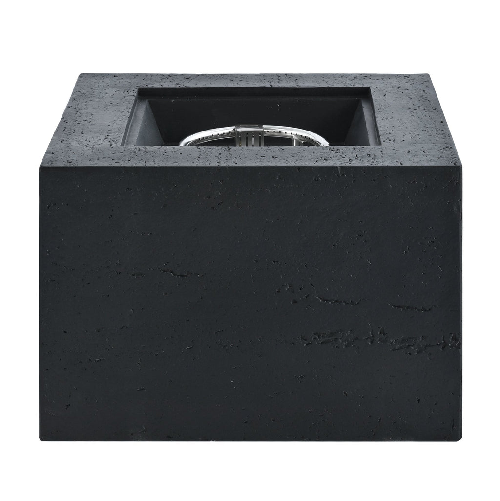 Outdoor Square Fire Pit with Steel Burner, Lava Rocks and Cover