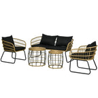 5 Piece Rattan Outdoor Conversation Set