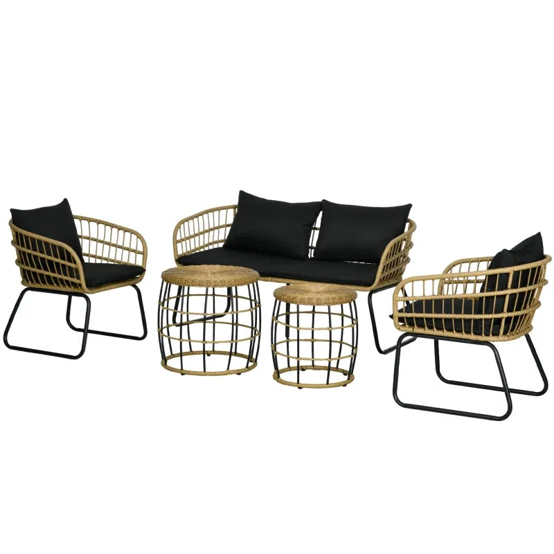 5 Piece Rattan Outdoor Conversation Set