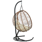 Folding Hanging Swinging Egg Chair with Stand & Tufted Cushion