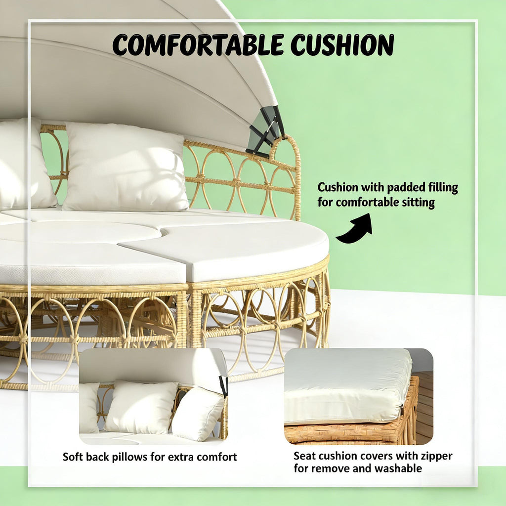 Round Outdoor Daybed with Canopy