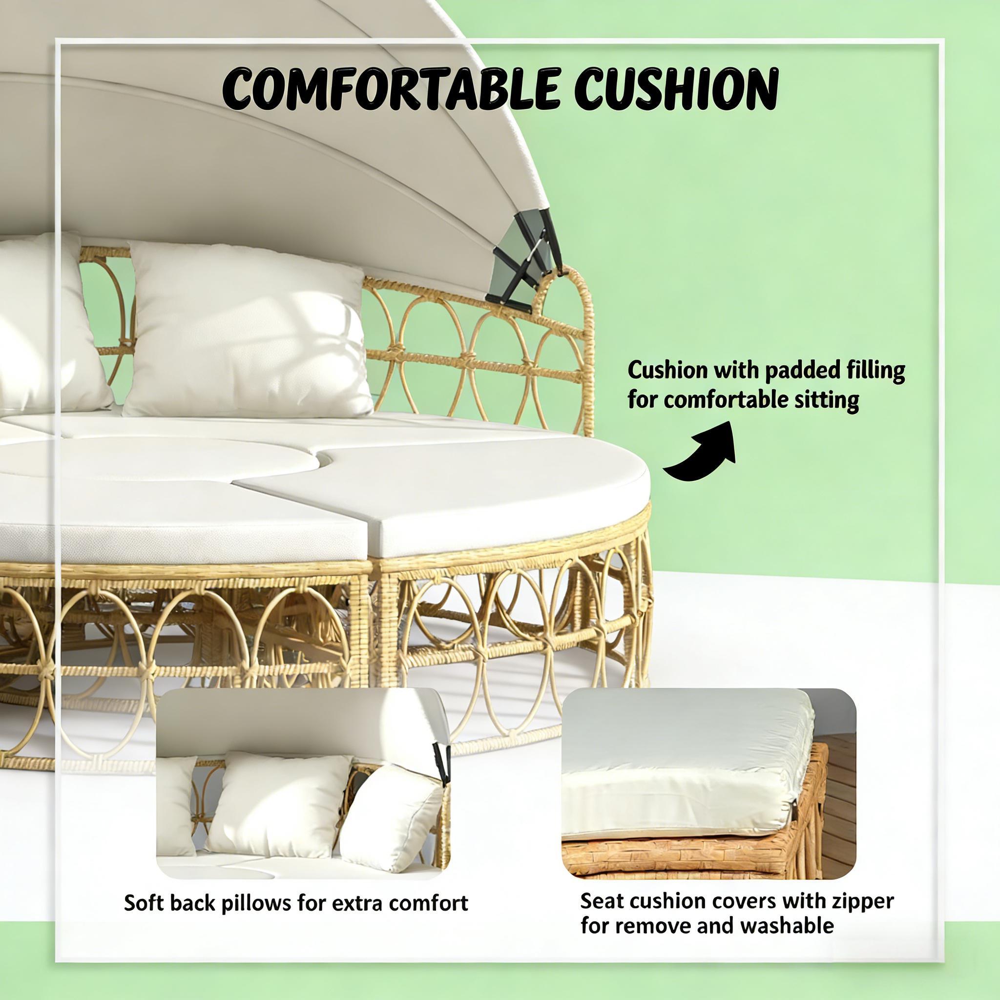 Round Outdoor Daybed with Canopy