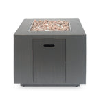 33" Outdoor Iron Square Propane Fire Pit, Tank Inside, 50,000 BTU