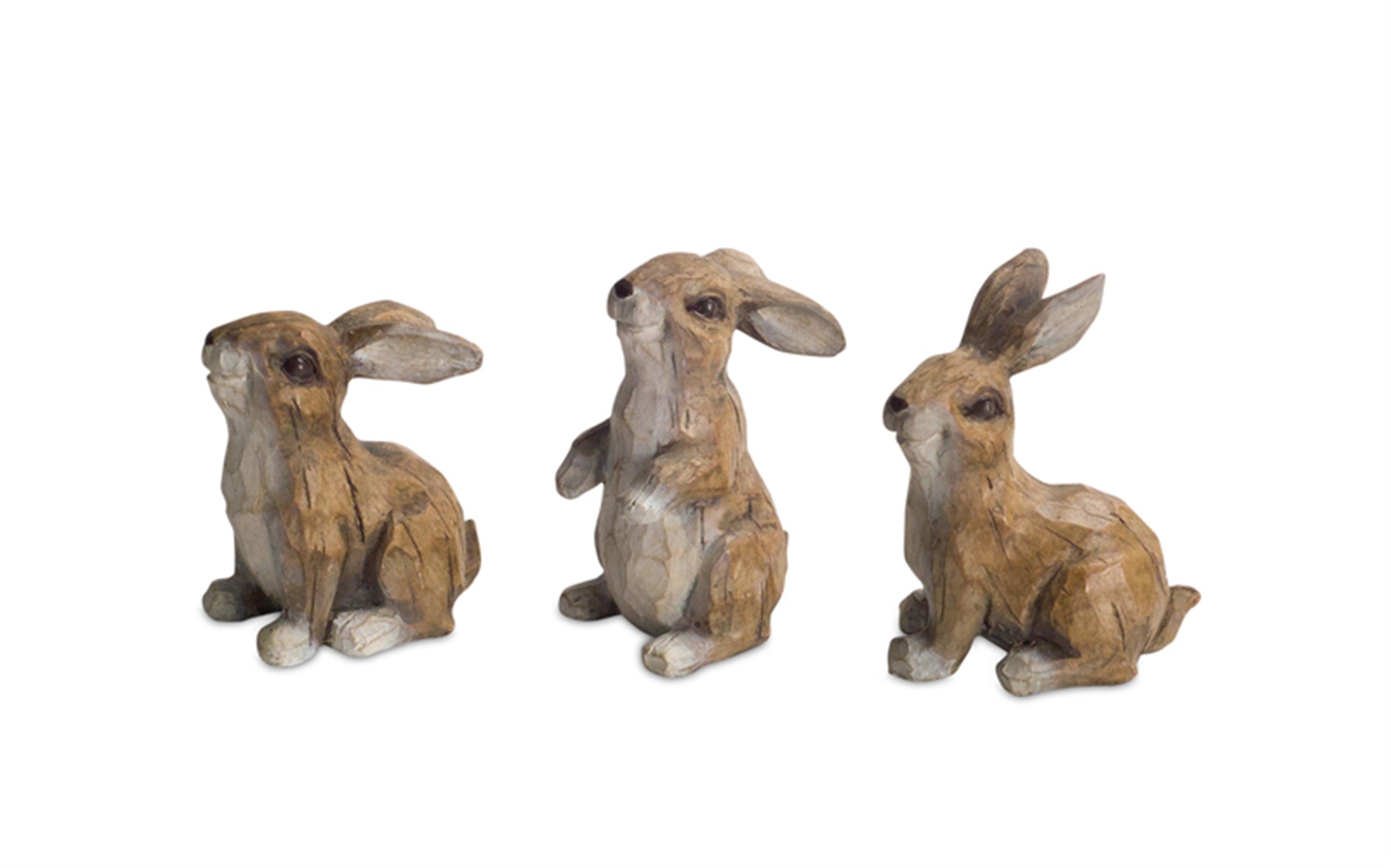 Carved Stone Garden Rabbit Figurine, Set of 6