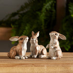Carved Stone Garden Rabbit Figurine, Set of 6