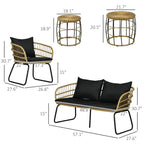 5 Piece Rattan Outdoor Conversation Set