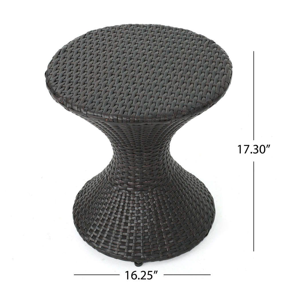 Slim Hourglass Rattan Outdoor Side Table