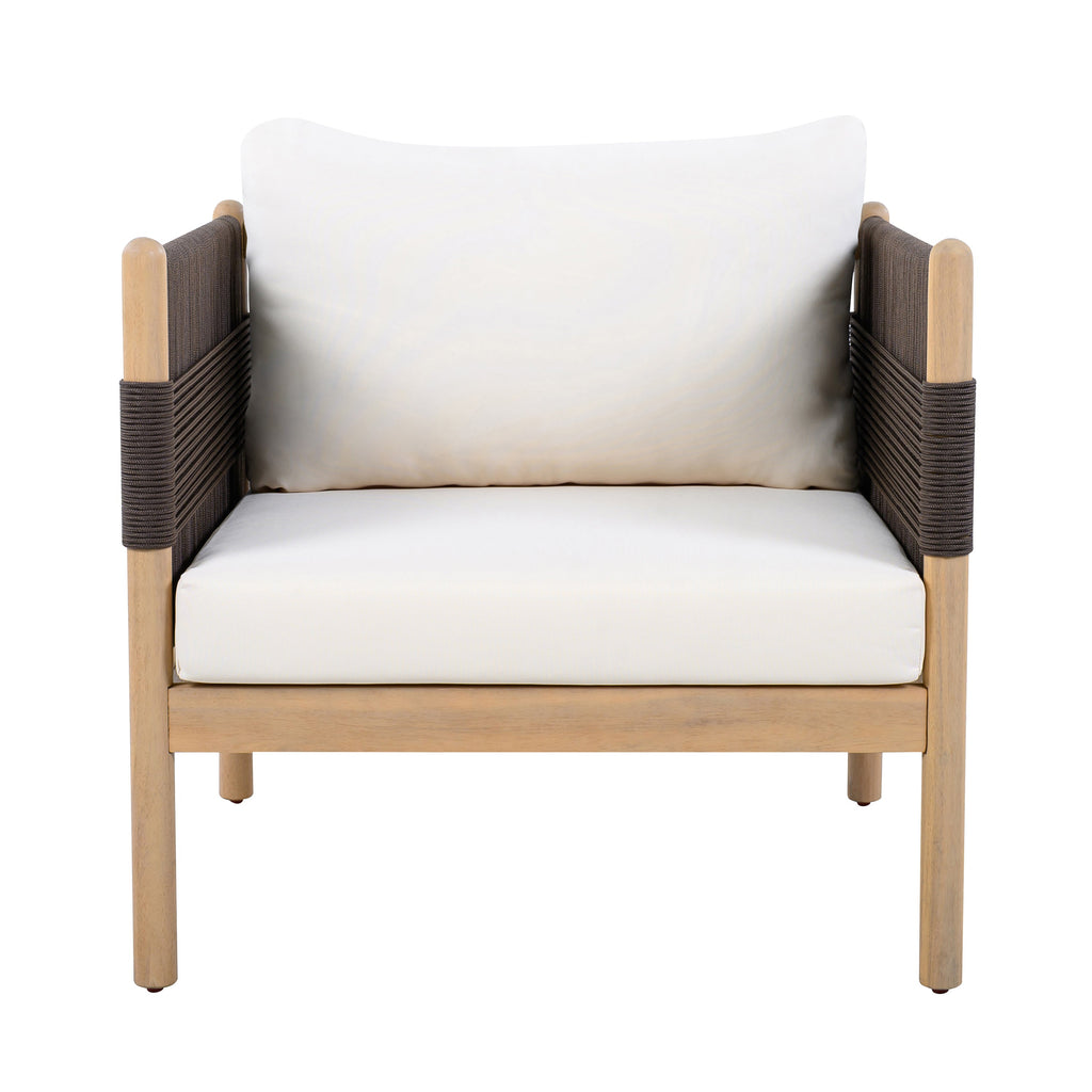Seabrook Acacia Wood Outdoor Club Chair with Diamond Rope Weave & Cushions