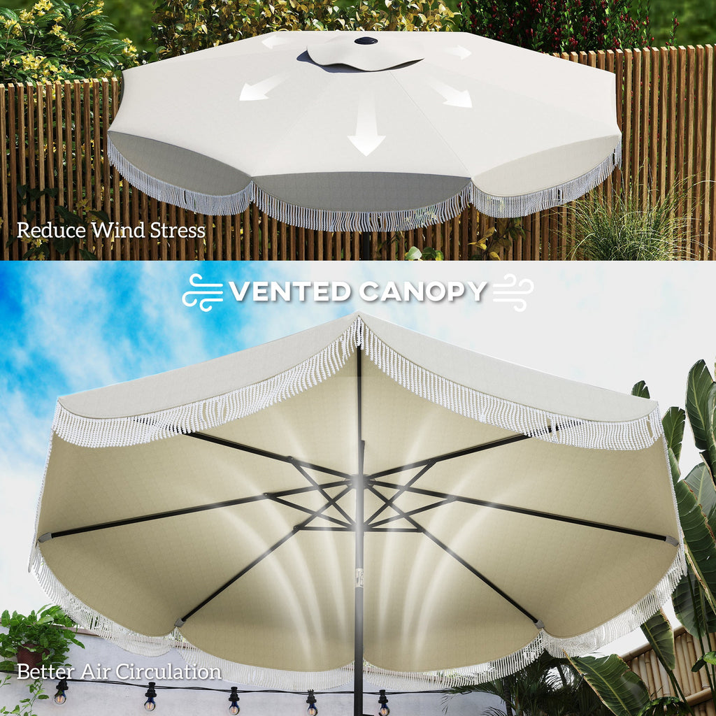 Allegra Scalloped Fringe Vented Patio Umbrella