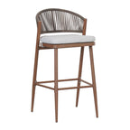 Outdoor Metal Frame Stools with Scallop-Shaped Backrest & Water-Resistant Cushions, Set of 2