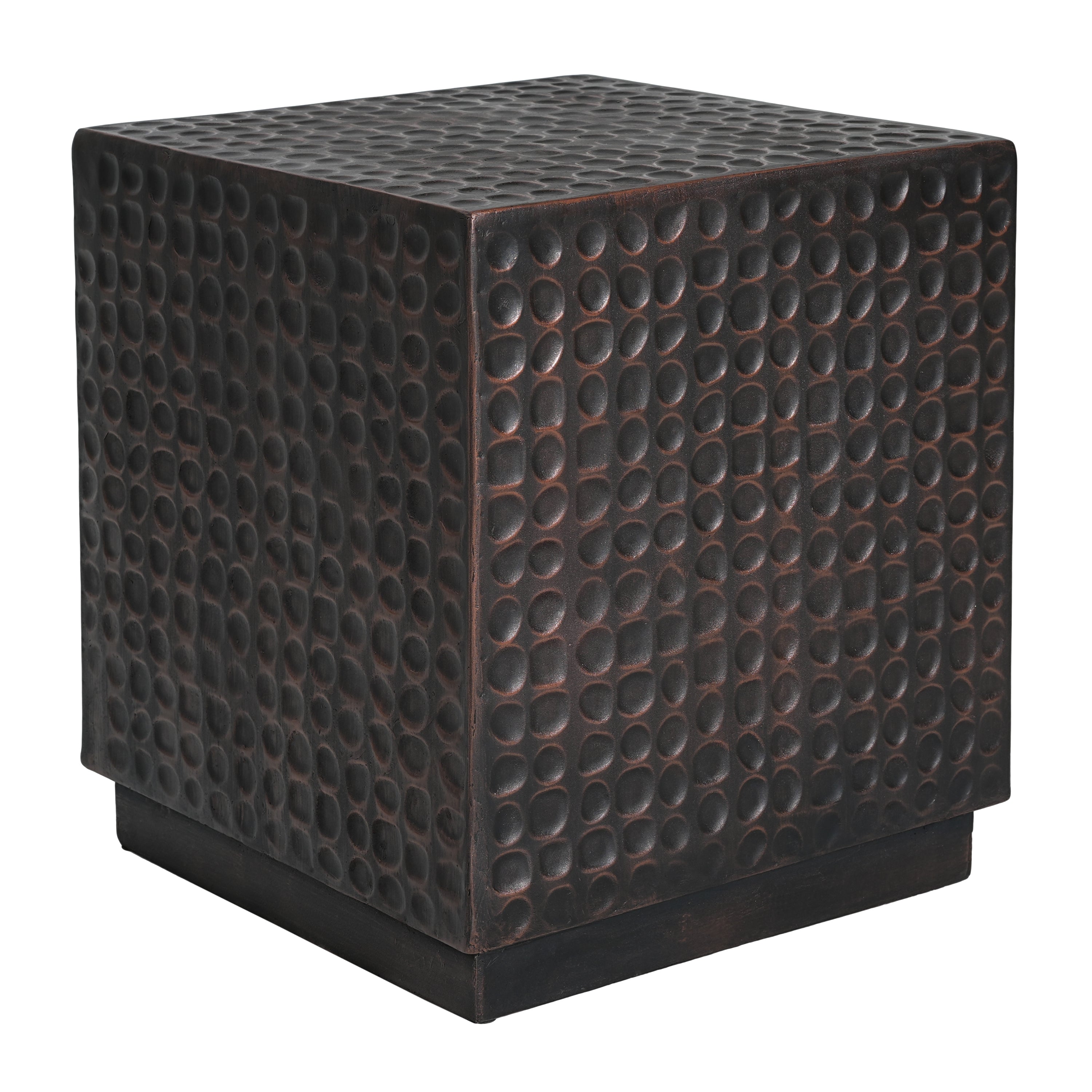 Antique Copper Cube Outdoor Side Table