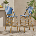 Clifftop 29.5" Outdoor Rattan Bar Stool with Aluminum Frame and Footrest, Set of 2