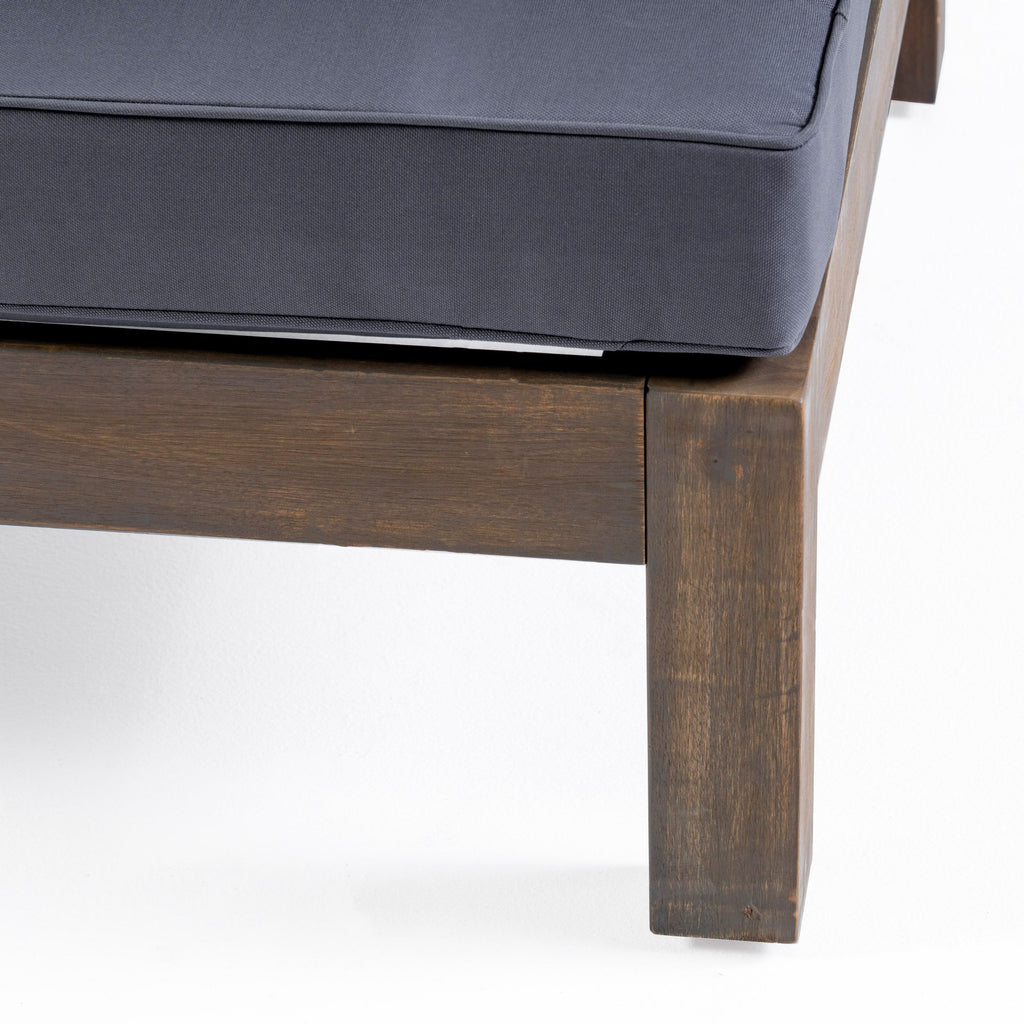 Oana Outdoor Acacia Wood Club Chair with Cushion