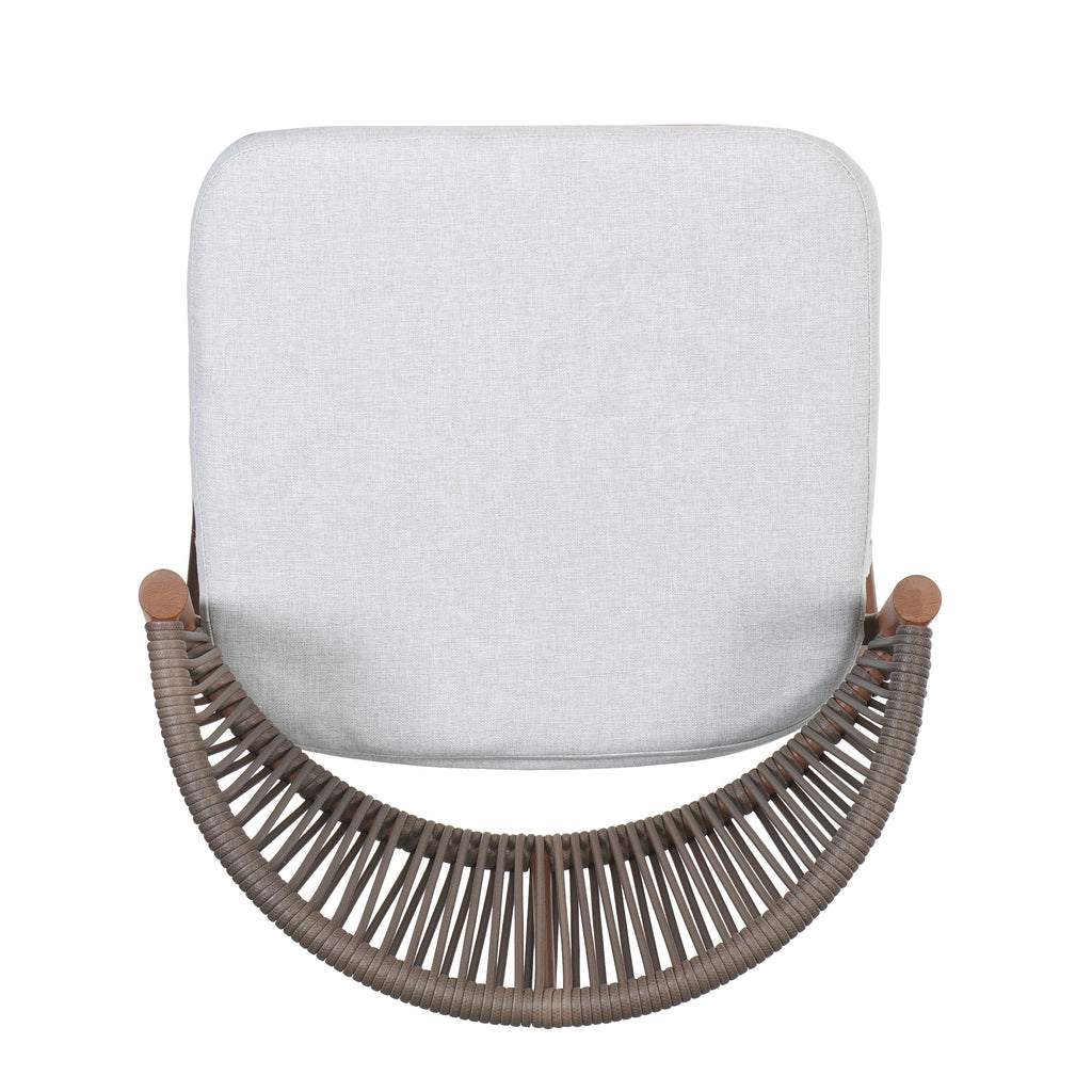 Outdoor Metal Frame Stools with Scallop-Shaped Backrest & Water-Resistant Cushions, Set of 2