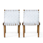 Delights Outdoor Lounge Chair with Rope Weave Design and Wood Frame, Set of 2