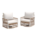 Caspian Outdoor Handwoven Rope Accent Swivel Chairs, Set of 2