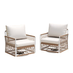 Caspian Outdoor Handwoven Rope Accent Swivel Chairs, Set of 2