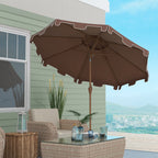 9' Double Top Ruffled Patio Umbrella with Push Button Tilt and Crank