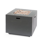 33" Outdoor Iron Square Propane Fire Pit, Tank Inside, 50,000 BTU