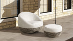 Willow Round Wicker & Upholstered Patio Ottoman