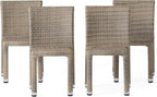 Larache Outdoor Aluminum Armless Rattan Dining Chairs, Set of 4