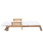Retro Acacia Wood Outdoor Sunlounge with Wheels & 3-Position Backrest