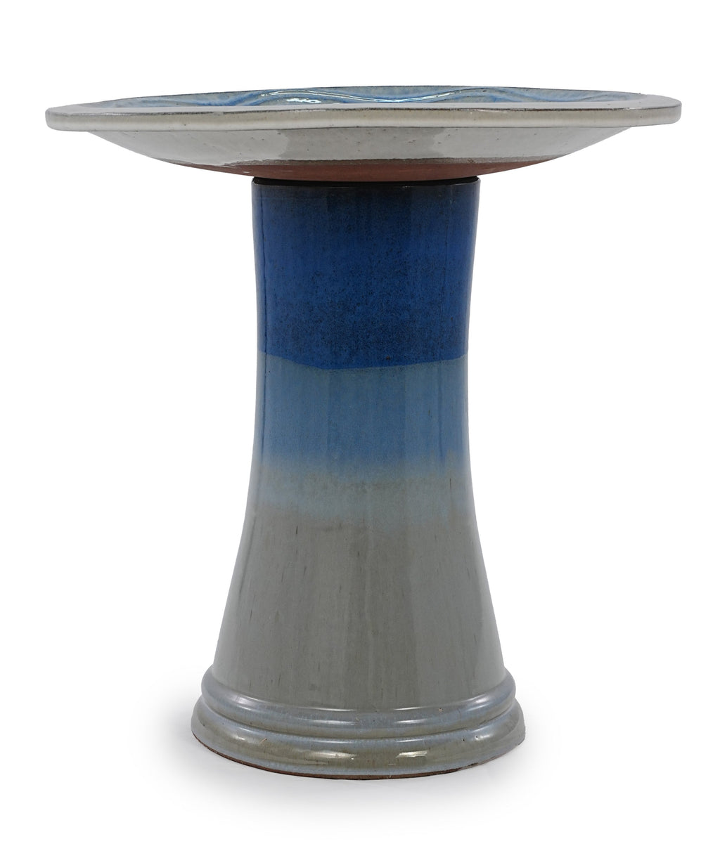 17'' Blue Ombre Ceramic Bird Bath