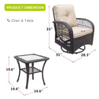 3 Piece Outdoor Wicker Rocker Swivel Conversation Set